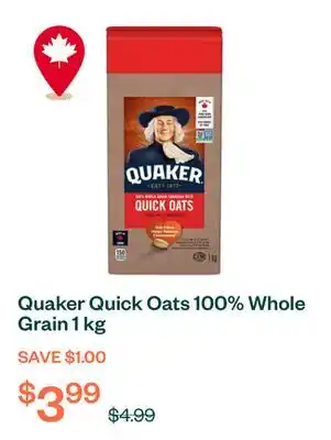 Voilà Quaker Quick Oats 100% Whole Grain 1 kg offer