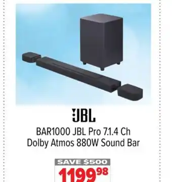 2001 Audio Video BAR1000 JBL Pro 7.1.4 Ch Dolby Atmos 880W Sound Bar offer