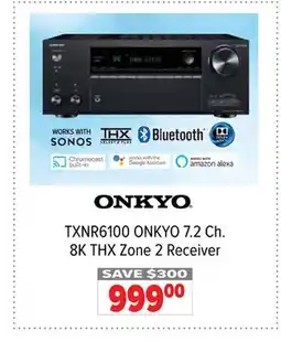 2001 Audio Video TXNR6100 ONKYO 7.2 Ch. 8K THX Zone 2 Receiver offer