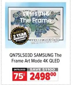 2001 Audio Video QN75LS03D SAMSUNG 75 The Frame Art Mode 4K QLED offer