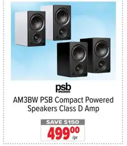 2001 Audio Video AM3BW PSB Compact Powered Speakers Class D Amp offer