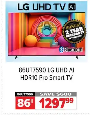 2001 Audio Video 86UT7590 LG 86 UHD AI HDR10 Pro Smart TV offer