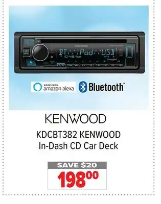 2001 Audio Video KDCBT382 KENWOOD In-Dash CD Car Deck offer