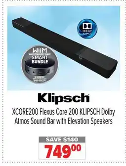2001 Audio Video XCORE200 Flexus Core 200 KLIPSCH Dolby Atmos Sound Bar with Elevation Speakers offer