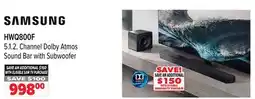 2001 Audio Video HWQ800F 5.1. 2. Channel Dolby Atmos Sound Bar with Subwoofer offer