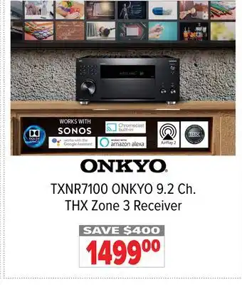2001 Audio Video TXNR7100 ONKYO 9.2 Ch. THX Zone 3 Receiver offer