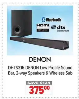 2001 Audio Video DHTS316 DENON Low Profile Sound Bar, 2-way Speakers & Wireless Sub offer