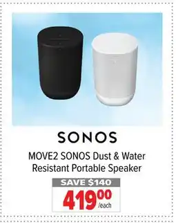 2001 Audio Video MOVE2 SONOS Dust & Water Resistant Portable Speaker offer