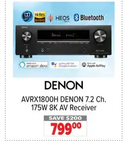 2001 Audio Video AVRX1800H DENON 7.2 Ch. 175W 8K AV Receiver offer