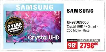 2001 Audio Video UN98DU9000 98 Crystal UHD 4K Smart - 200 Motion Rate offer
