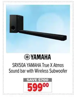 2001 Audio Video SRX50A YAMAHA True X Atmos Sound bar with Wireless Subwoofer offer