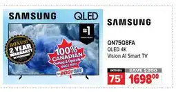 2001 Audio Video QN75Q8FA SAMSUNG 75 QLED 4K Vision AI Smart TV offer