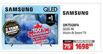 2001 Audio Video QN75Q8FA SAMSUNG 75 QLED 4K Vision AI Smart TV offer