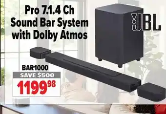 2001 Audio Video BAR1000 Pro 7.1. 4 Ch Sound Bar System with Dolby Atmos offer
