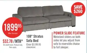 The Brick Stratus 108 Faux Fur Fabric Full-Size Sofa Bed with Power Sliding - Fog Grey offer