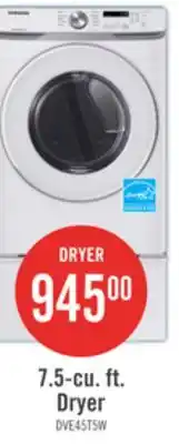 The Brick Samsung 7.5 Cu. Ft. Electric Dryer - White - Stackable - DVE45T6005W/AC offer