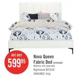 The Brick Nova Upholstered Platform Bed in White Vegan-Leather Fabric - Queen Size offer