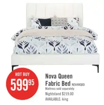 The Brick Nova Upholstered Platform Bed in White Vegan-Leather Fabric - Queen Size offer
