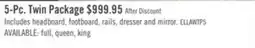 The Brick Ella 5pc Bedroom Set with Panel Bed, Dresser & Mirror, White - Twin Size offer