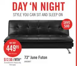 The Brick June 73.2 Leather-Look Fabric Klik Klak Futon with Metal Legs and Tufting - Black offer