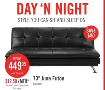 The Brick June 73.2 Leather-Look Fabric Klik Klak Futon with Metal Legs and Tufting - Black offer