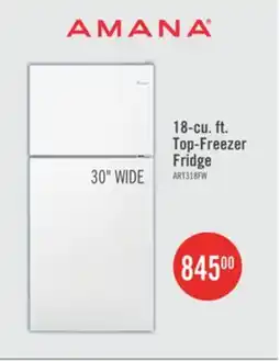 The Brick Amana 30 18 Cu. Ft. Top-Mount Refrigerator - White - ART318FFDW offer