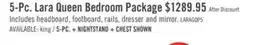 The Brick Lara 5pc Bedroom Set with Bed, Dresser & Mirror, Antique Grey - Queen Size offer