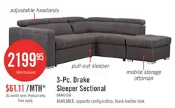 The Brick Drake 3-Piece Right-Facing Faux Suede fabric Sleeper Sectional with Storage Ottoman - Cement Grey offer
