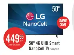 The Brick LG 50 Nanocell 4K UHD HDR10+ HGiG ThinQ 60Hz Smart TV (50NANO75UQA.ACC) offer