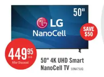 The Brick LG 50 Nanocell 4K UHD HDR10+ HGiG ThinQ 60Hz Smart TV (50NANO75UQA.ACC) offer