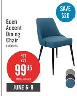 The Brick Eden Dining Chair with Linen-Look Fabric, Metal - Blue offer