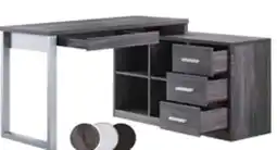 The Brick Owen 55 Reversible Corner Office Office Desk with 4-Drawers & Cubbies - Distressed Grey offer