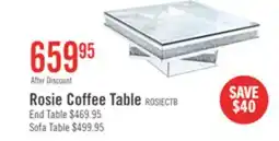 The Brick Rosie 39 Glam Mirror & Glass Top Coffee Table - Silver Metal with Diamond Look Legs offer