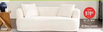 The Brick Moon 78 Fabric Curved Loveseat with Accent Pillows - Wooly Almond White offer
