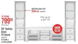 The Brick Oakley 59 Glam TV Stand with Storage and Cable Management for TVs up to 65- Silver offer