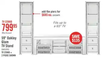 The Brick Oakley 59 Glam TV Stand with Storage and Cable Management for TVs up to 65- Silver offer