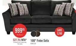 The Brick Made in Canada Febe 100 Chenille Fabric Sofa with Flared Arms and Accent Pillows - Charcoal Grey offer