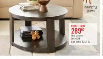 The Brick Declan 31.5 Modern Round Coffee Table with Shelf & Casters - Black offer