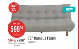 The Brick Campus 76 Fabric Klik Klak Futon with Tufting and Wood Legs - Grey offer
