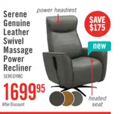 The Brick Serene 31 Genuine Leather Power Reclining Massage Chair with Power Headrest and Heated Seat - Grey offer