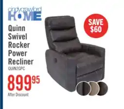 The Brick Cindy Crawford Home Quinn 31 Leather-Look Fabric Swivel Rocker Power Reclining Chair - Grey offer