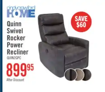 The Brick Cindy Crawford Home Quinn 31 Leather-Look Fabric Swivel Rocker Power Reclining Chair - Grey offer