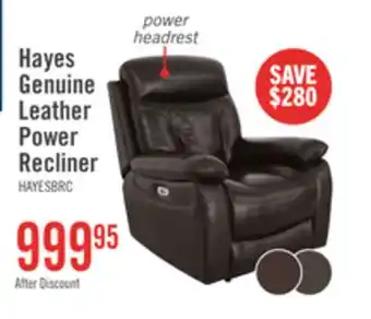 The Brick Hayes 38 Genuine Leather Power Reclining Chairs with Adjustable Headrest - Brown offer