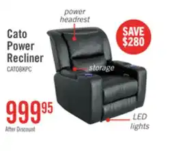 The Brick Cato 36.50 Leather-Look Fabric Power Reclining Chair with Power Headrest and Dual Cupholders - Black offer