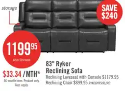 The Brick Ryker 82.5 Faux Leather Reclining Sofa with Storage Arms - Grey offer