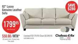 The Brick Chateau d'Ax Lusso 92 100% Genuine Leather Sofa with Wood Legs - Smoke Grey offer