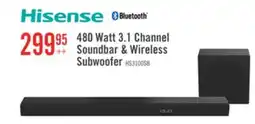 The Brick HISENSE 3.1 CH Dolby Audio DTS Virtual:X Soundbar with Wireless 480W Subwoofer (HS3100) offer