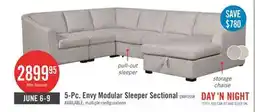 The Brick Envy 5-Piece Right-Facing Chenille Fabric Sleeper Sectional with Storage Chaise - Fog Grey offer