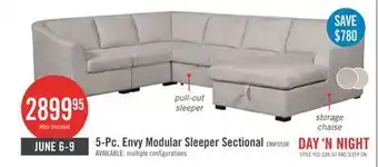 The Brick Envy 5-Piece Right-Facing Chenille Fabric Sleeper Sectional with Storage Chaise - Fog Grey offer