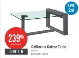The Brick California 47.25 Modern Glass Top Coffee Table - Distressed Grey offer